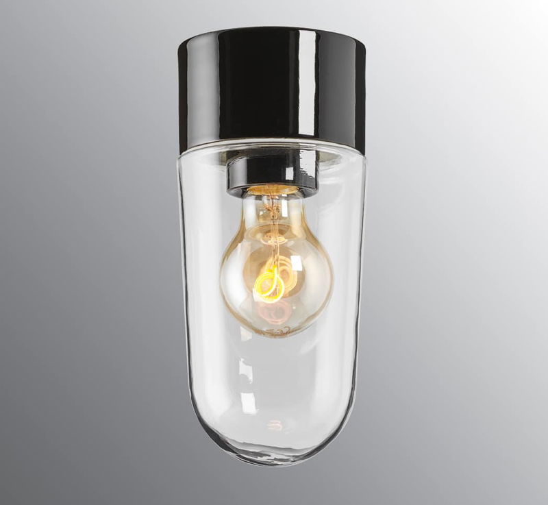 Classic Stallglas Tak/Vägg IP54 Svart/Klar