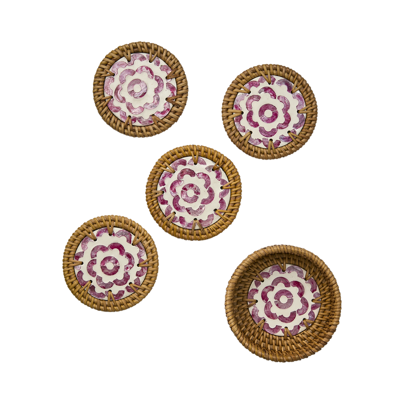 Sunny Glasunderlägg D12 Rosa/Natur 4-pack