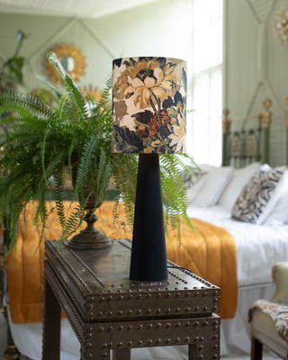 Cylinder lampskärm med mönstrat, solros tyg
