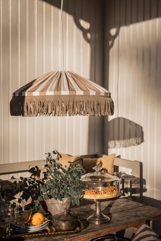 Capri taklampa 50 taupe/vit frans