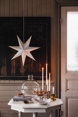 Klassisk vit julstjärna med mönster av stjärnor