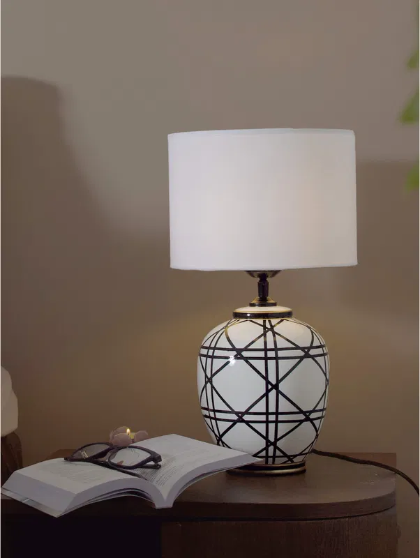 New York Bordslampa H46 Svart/Vit