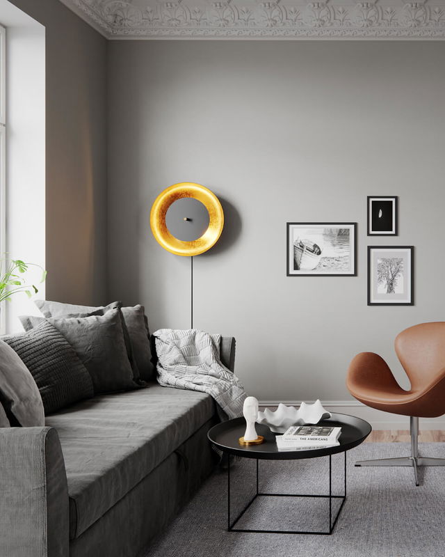 Shelby Vägglampa Svart/Guld