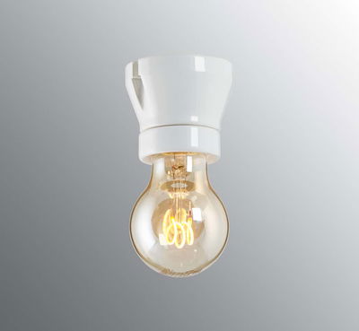 Fotlamphållare D6,5cm Porslin Vit