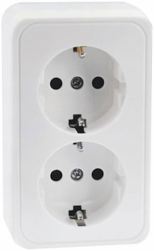 Vägguttag jordad 2-vägs utanpåliggande