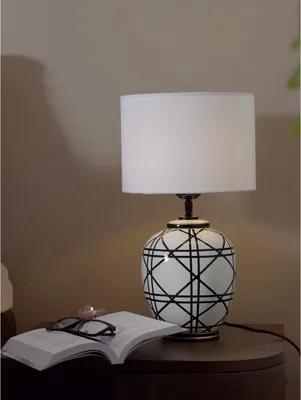 New York Lampfot H32 Svart/Vit