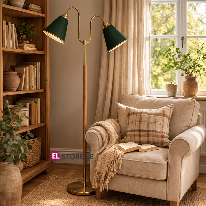 G 288 Gripsholm golvlampa 2L mässing/ek