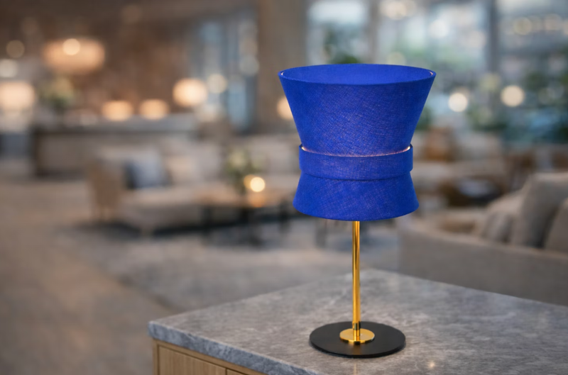 Bow Bordslampa H50 Rå Mässing/Midnattsblå
