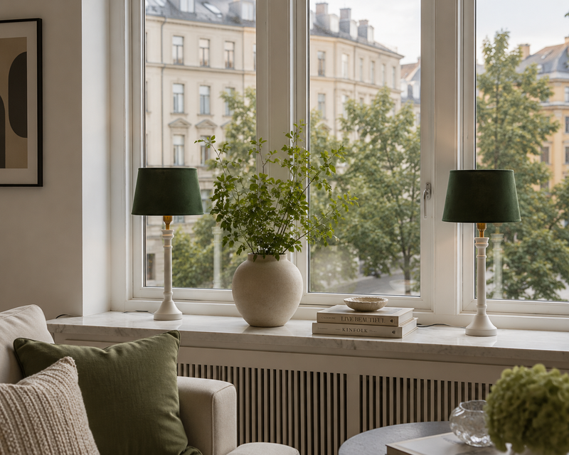 Nottingham lampfot med Velutto dark green