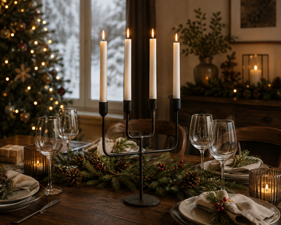 Adventsljusstake i svart järn - klassisk och gammeldags