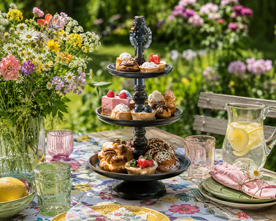 En färgglad sommarfest i trädgården