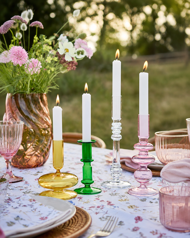Daisy ljusstakar - Färgglada i glas