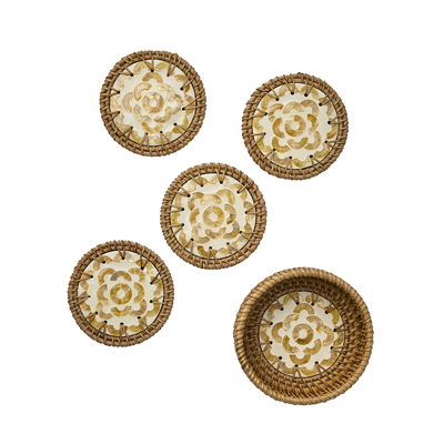 Sunny Glasunderlägg D12 Gul/Natur 4-pack