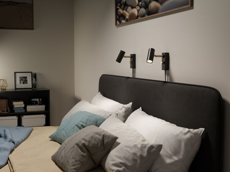 Cato LED Vägglampa Svart/Mässing