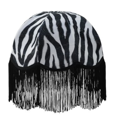 Zebra päls takskärmar svart/vit frans