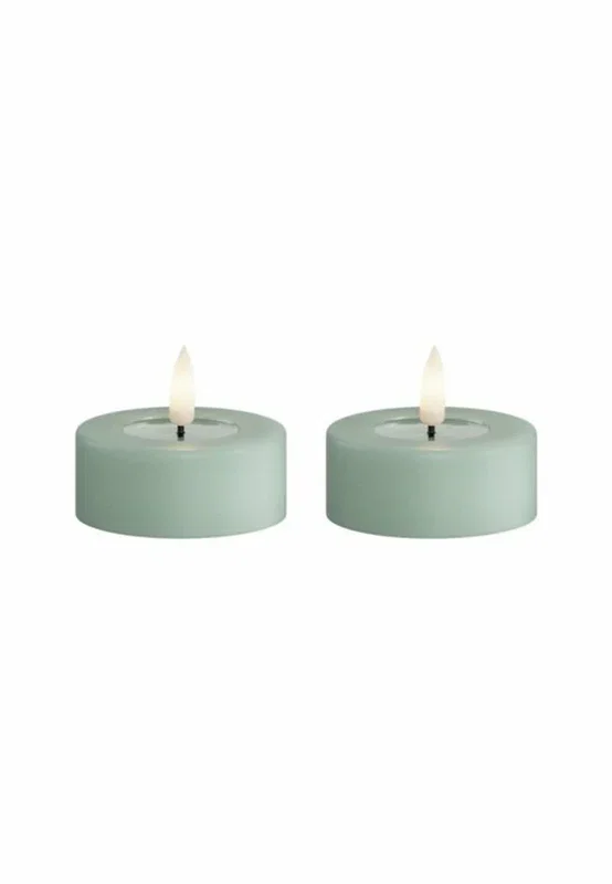 LED Värmeljus 6x4,5 Sage Green 2-p