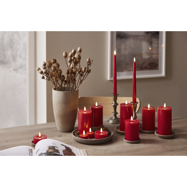 Flamme Flow värmeljus 4x5cm LED röd 2-pack