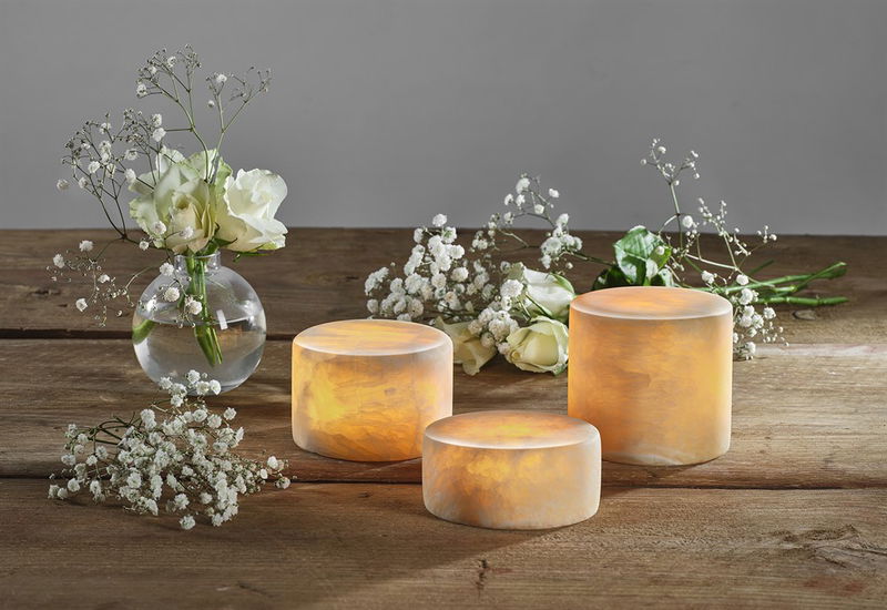 Marble Bordsljus Äkta Marmor Beige Silk