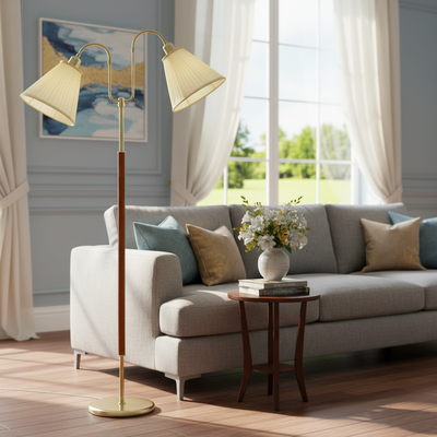 G 288 Gripsholm golvlampa 2L mässing/körsbär