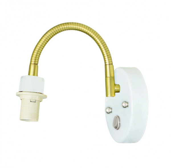 Svaneholm Vägglampa Vit/Borstad Mässing