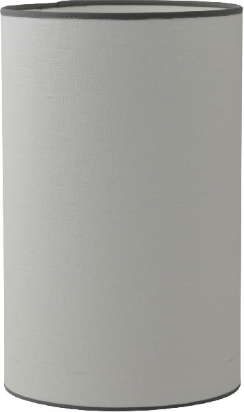 Hög vit cylinder lampskärm med gråa kanter