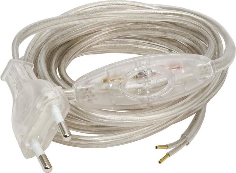 Armatursladd med stickpropp & brytare 2,5m transparent