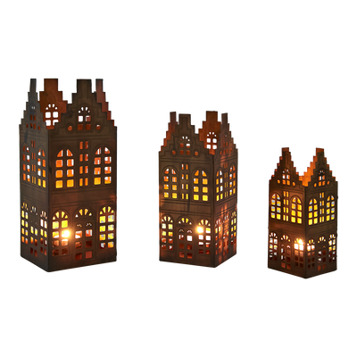 Village Ljuslykta Hus Mässing 3-p