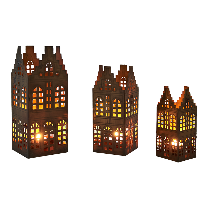 Village Ljuslykta Hus Mässing 3-p