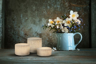 Marble Bordsljus Äkta Marmor White Silk