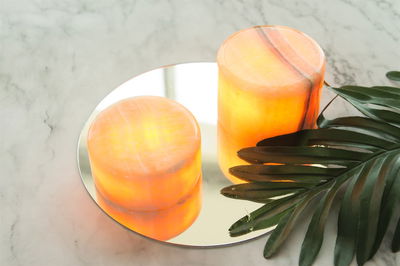 Marble Bordsljus Äkta Marmor Beige Polerad