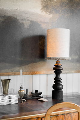 Retro lampskärm i linne och frans