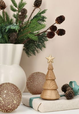Julgran Trädekoration 14cm Ek/Guld Julgran Trädekoration 14cm Ek/Guld