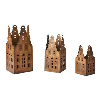 Village Ljuslykta Hus Mässing 3-p