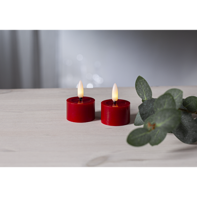 Flamme Flow värmeljus 4x5cm LED röd 2-pack