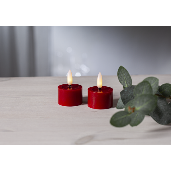 Flamme Flow värmeljus 4x5cm LED röd 2-pack