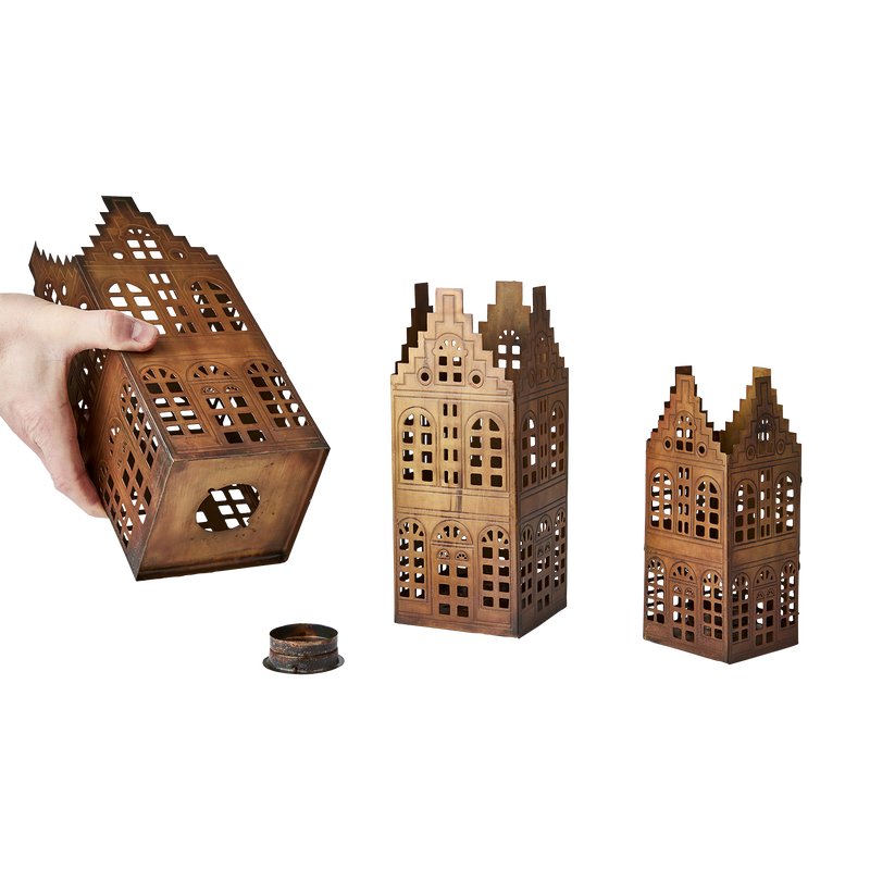 Village Ljuslykta Hus Mässing 3-p