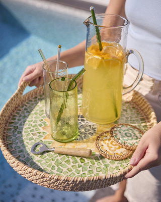 Sunny Glasunderlägg D12 Gul/Natur 4-pack