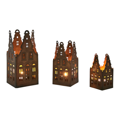 Village Ljuslykta Hus Mässing 3-p