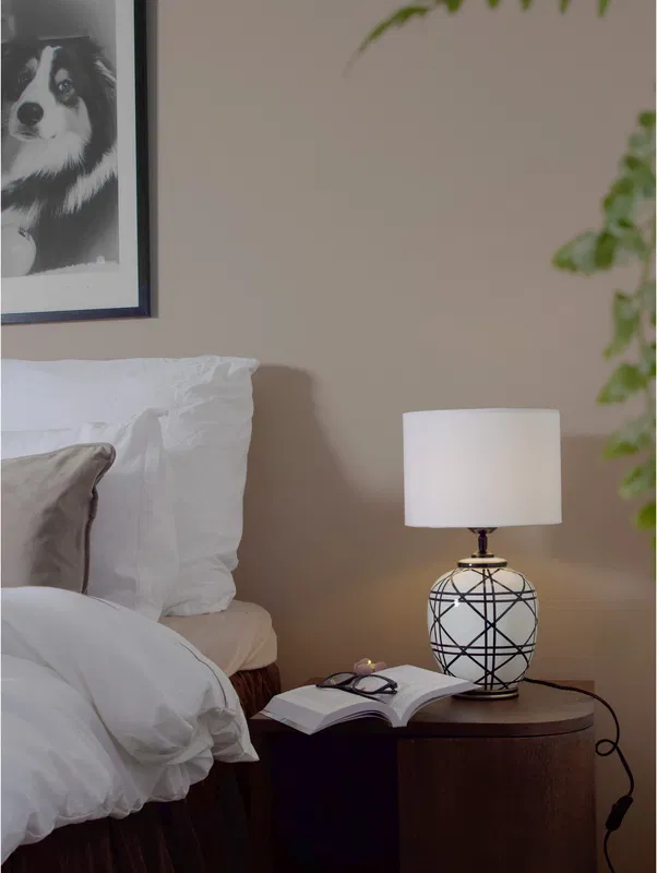 New York Bordslampa H46 Svart/Vit