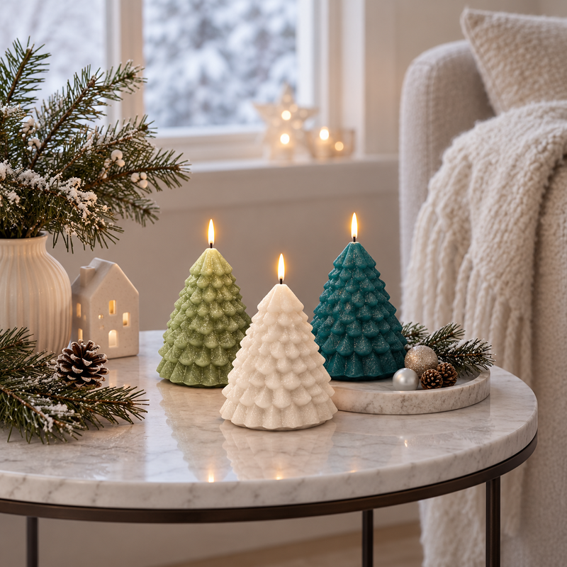Mysiga små LED-julgranar