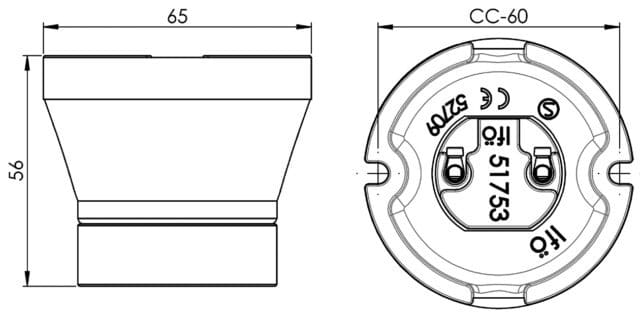 Fotlamphållare D6,5cm Porslin