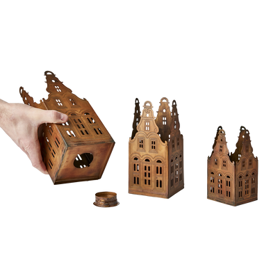 Village Ljuslykta Hus Mässing 3-p