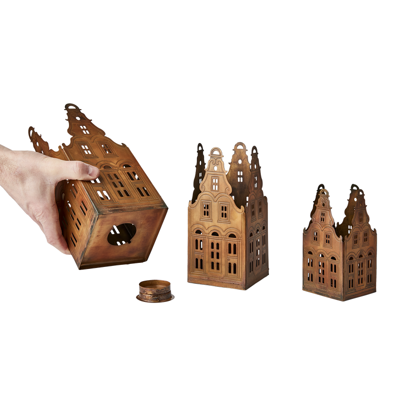 Village Ljuslykta Hus Mässing 3-p