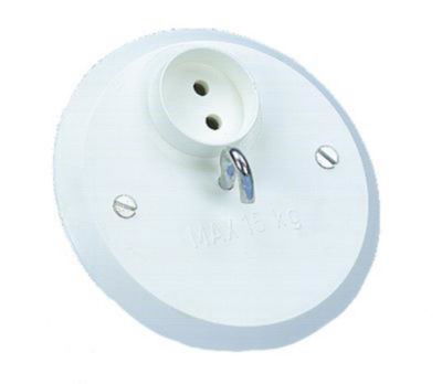 Takdoslock med lamputtag & krok, infällt, 2-pol, ojordat