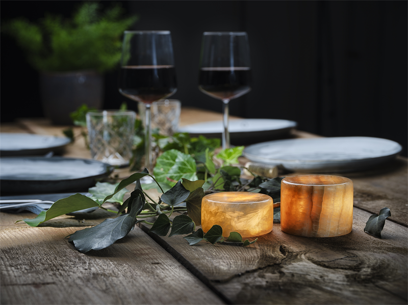 Marble Bordsljus Äkta Marmor Beige Polerad