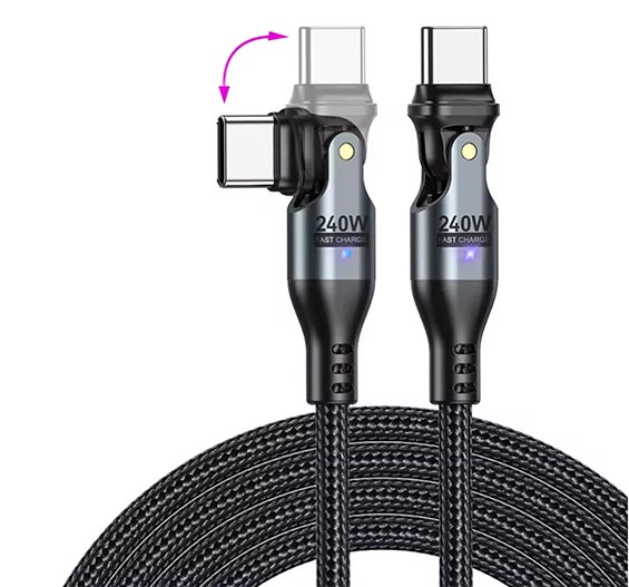 240W USB-C kabel kan vinklas