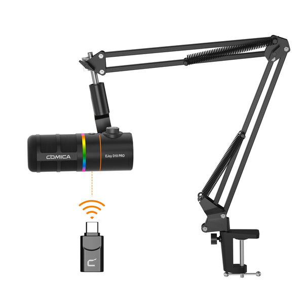 Trådlös USB-C Mikrofon RGB Kit för podcast, streaming mm.