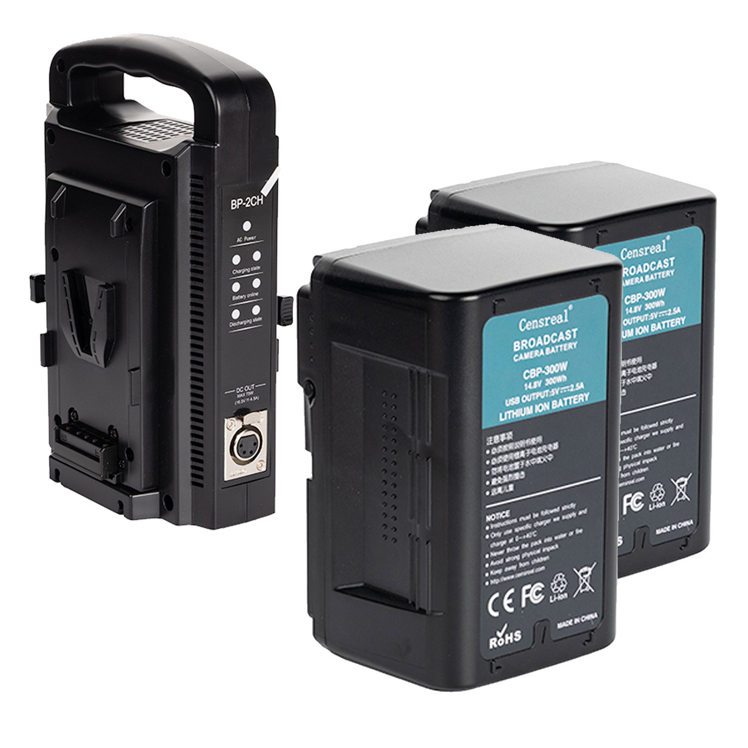 2-Pack V-mount 300wh med dubbelladdare