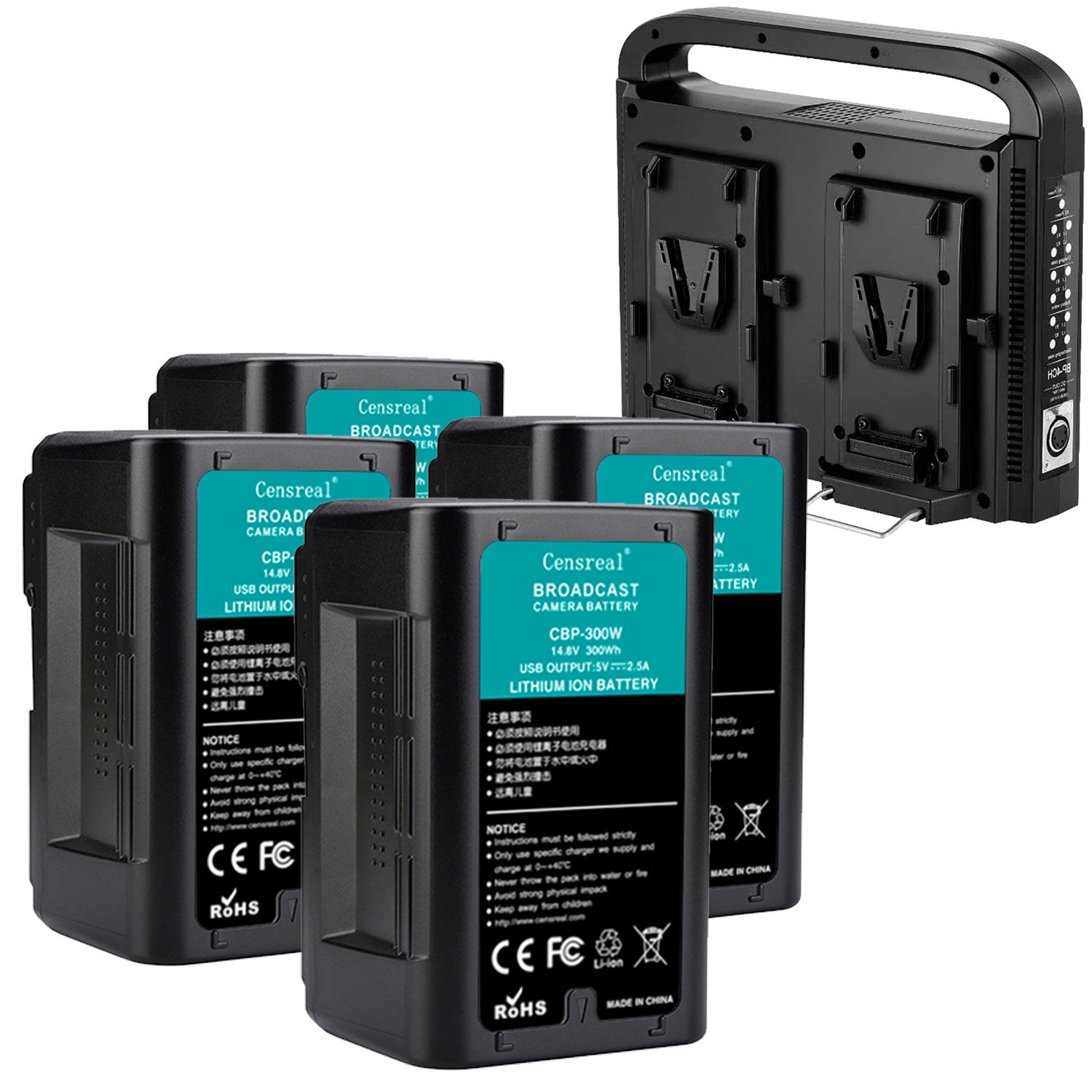 1200wh V-mount batteripaket med 4x laddare
