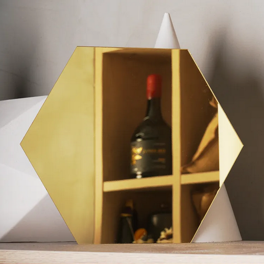 Spegel Hexagon Guld 20 cm